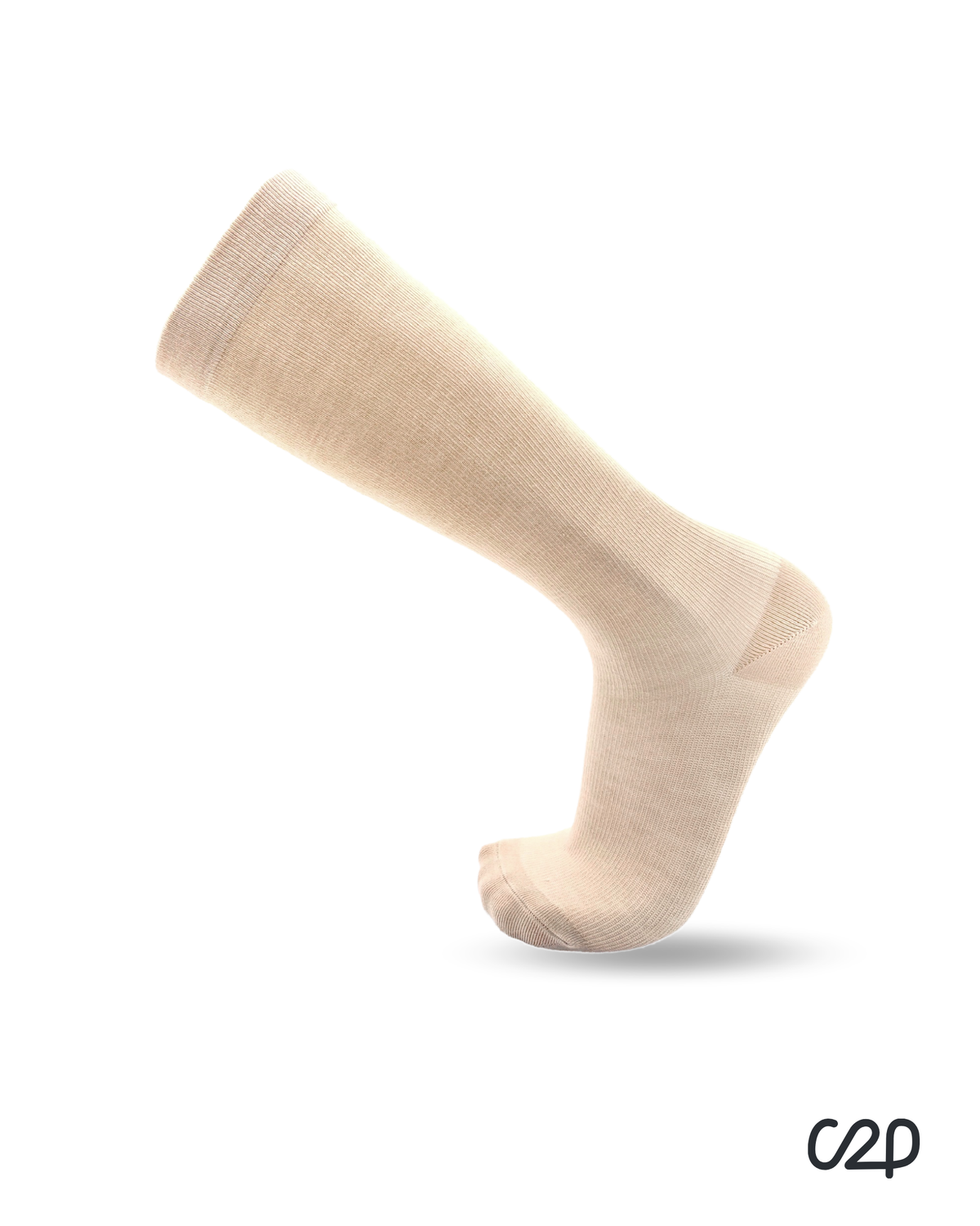 Beige bamboo knee-high compression socks – side view