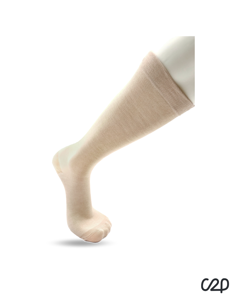 Beige bamboo knee-high compression socks – side view