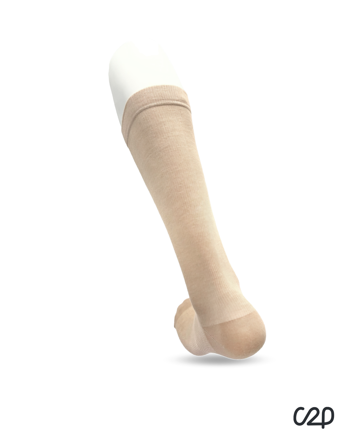 Beige bamboo knee-high compression socks – heel view