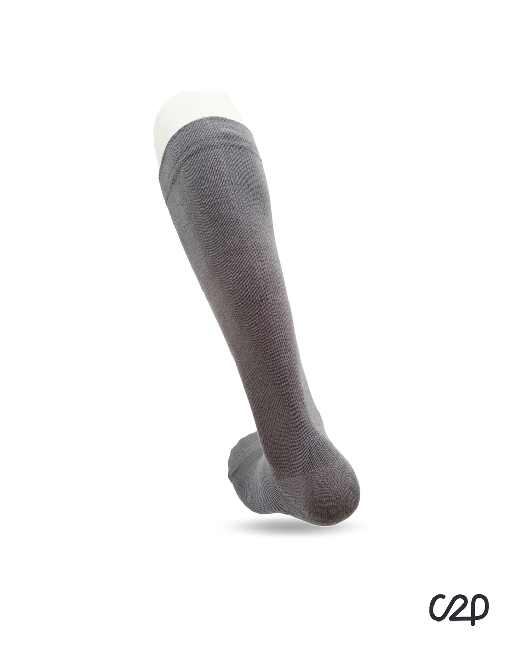 Grey bamboo knee-high compression socks – heel view