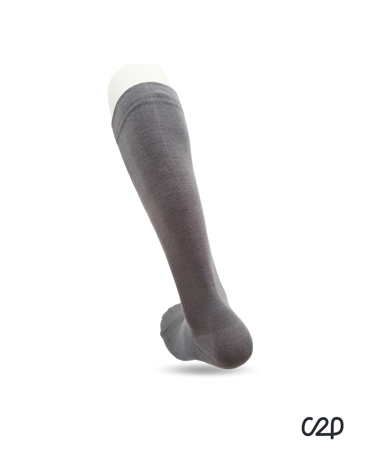 Grey bamboo knee-high compression socks – heel view