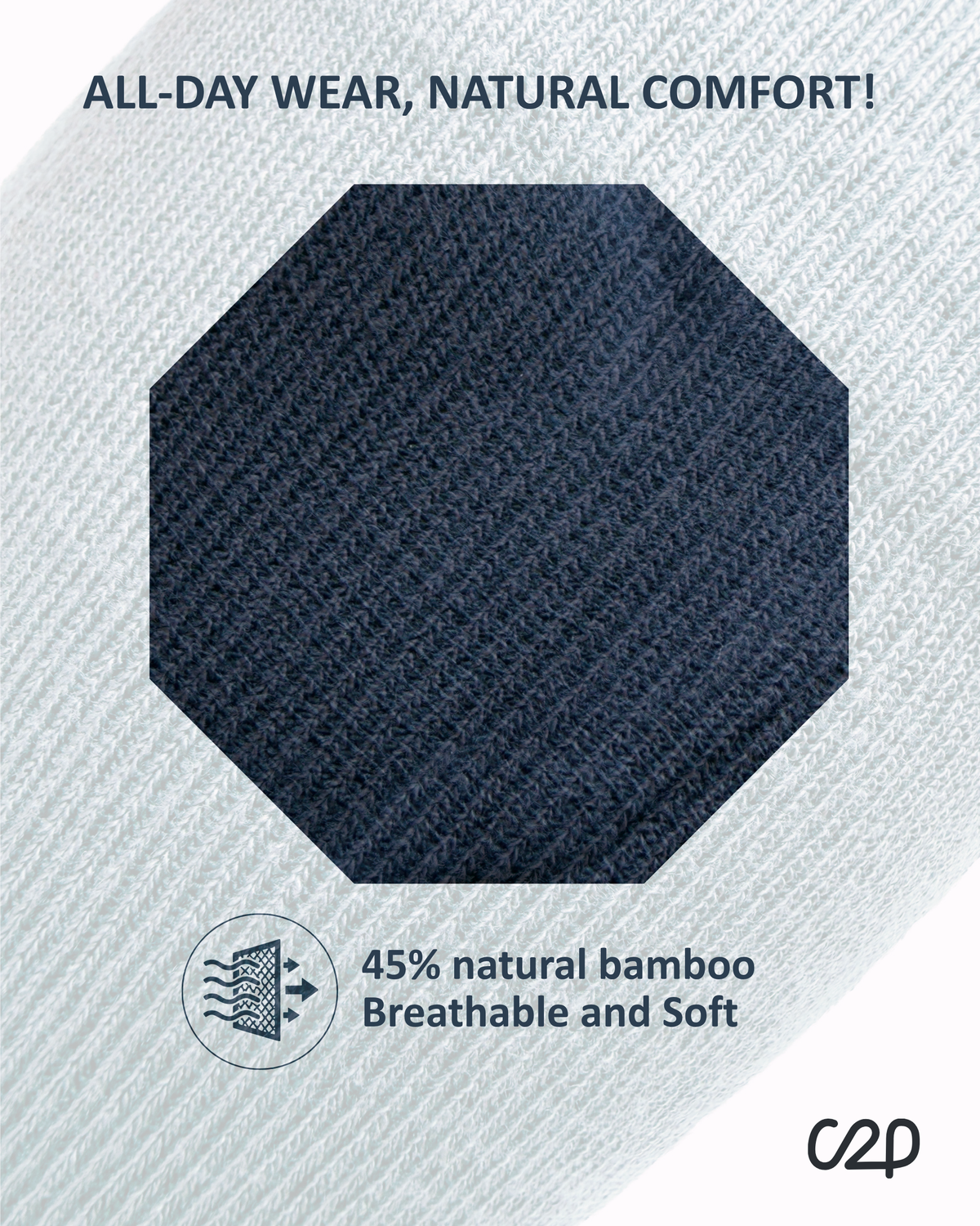 Navy bamboo knee-high compression socks – close-up
