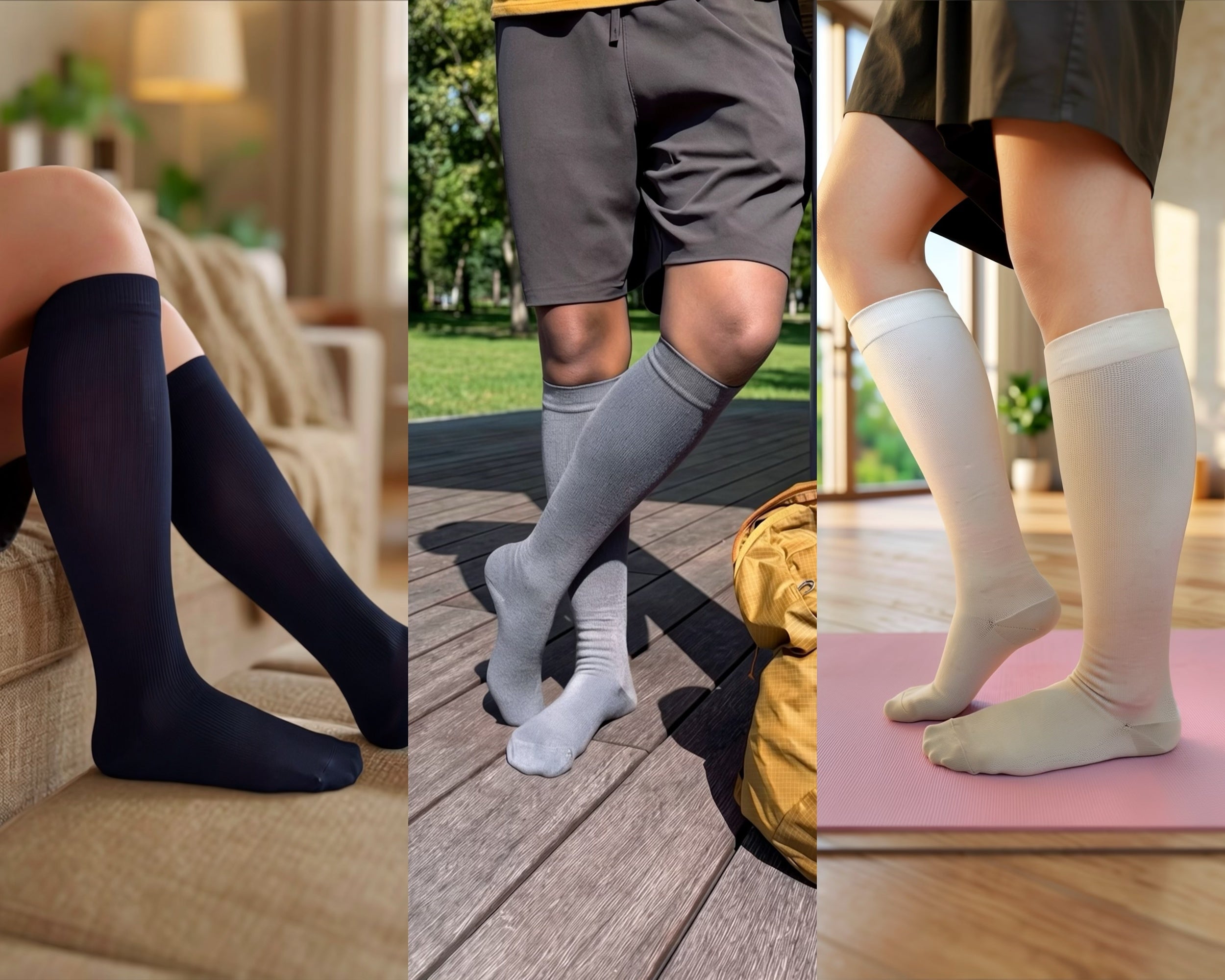 Bamboo knee-high compression socks in all colours