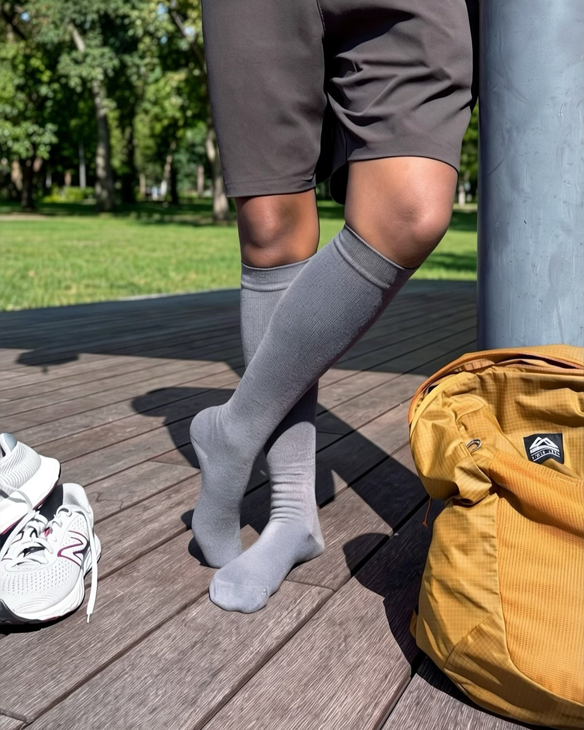 Grey bamboo knee-high compression socks