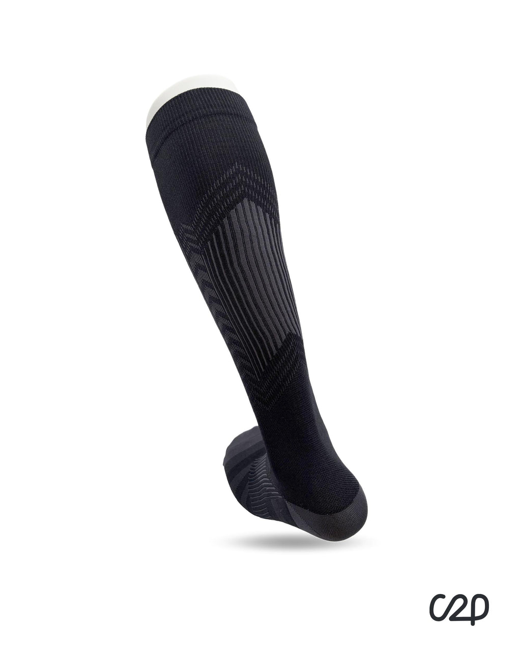Black sports knee-high compression socks – heel view