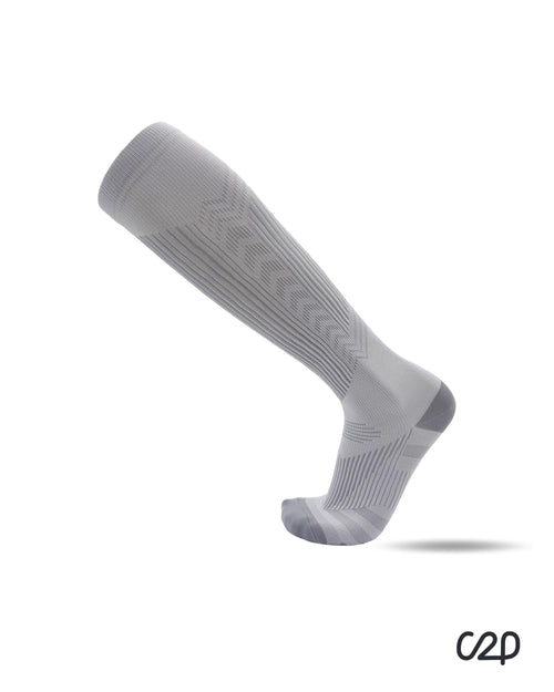 Grey sports knee-high compression socks – side view