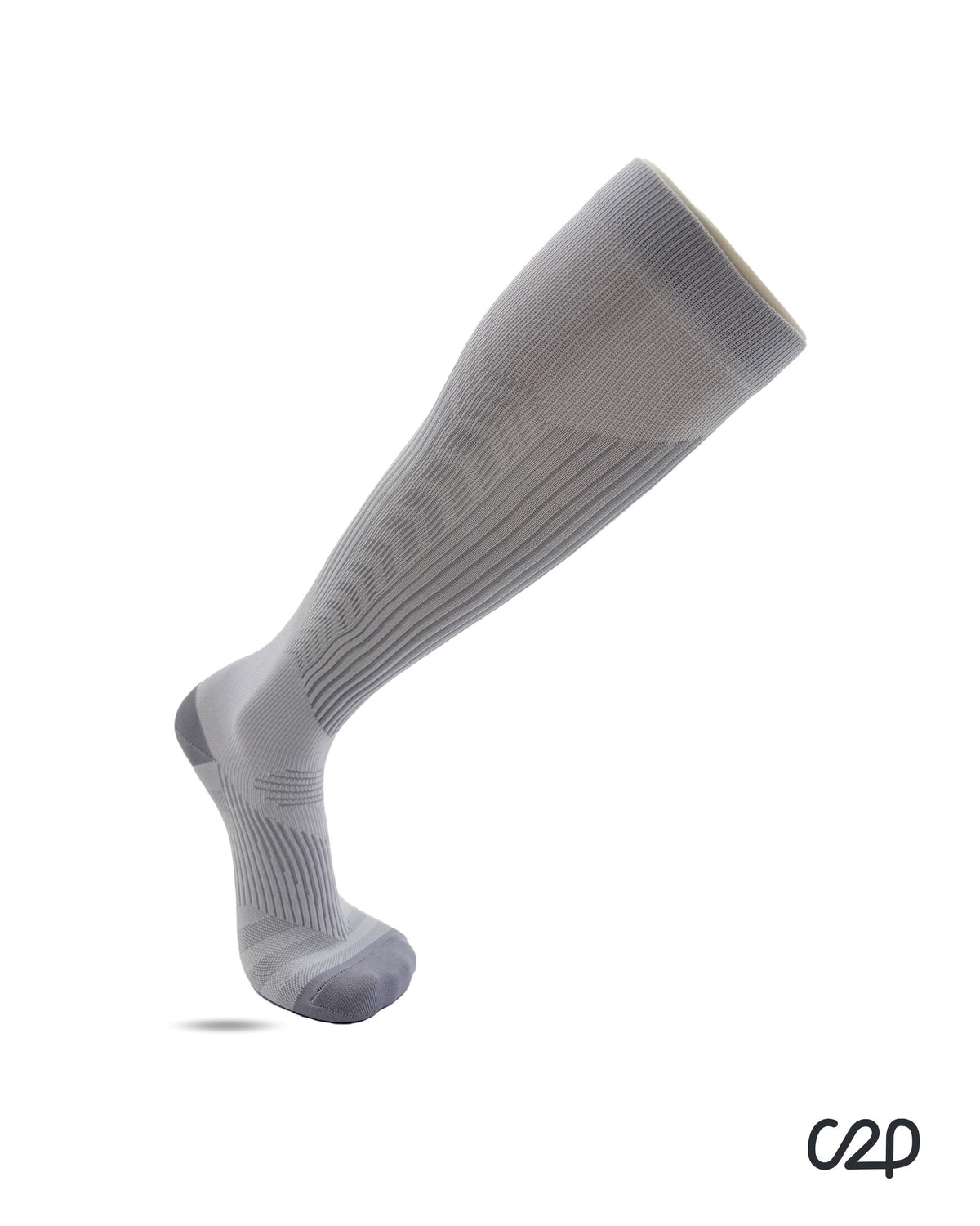 Grey sports knee-high compression socks – side view