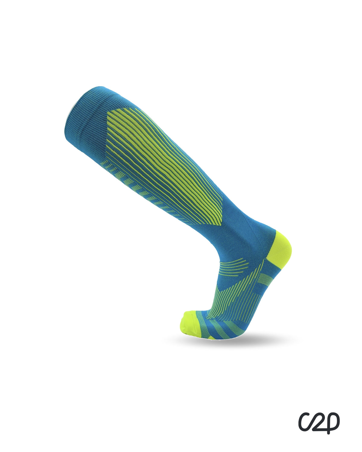 Turquoise sports knee-high compression socks – side view
