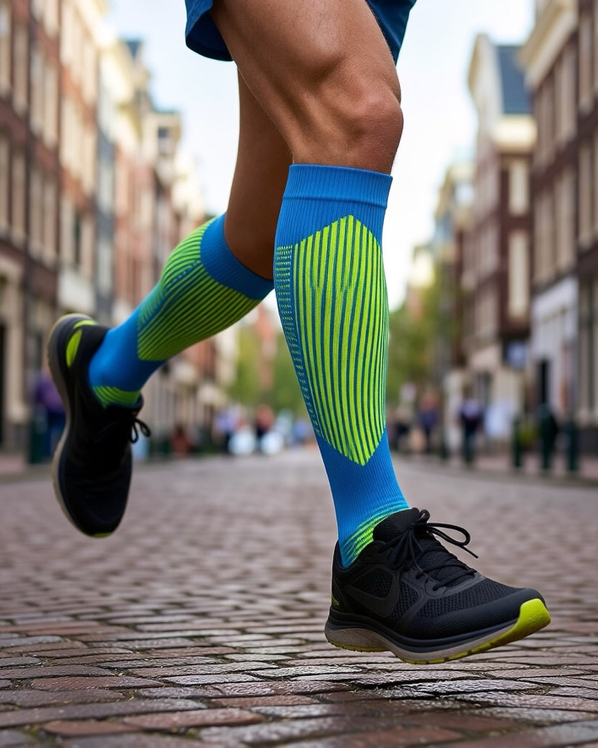 Turquoise sports knee-high compression socks