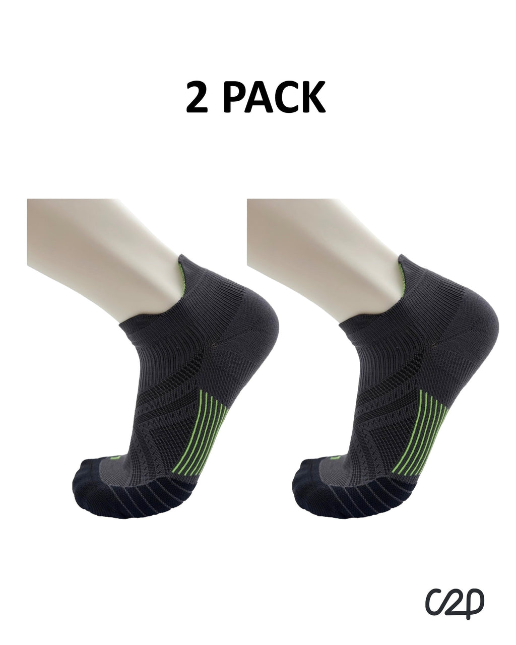 Black cushioned sports ankle socks – 2-pack