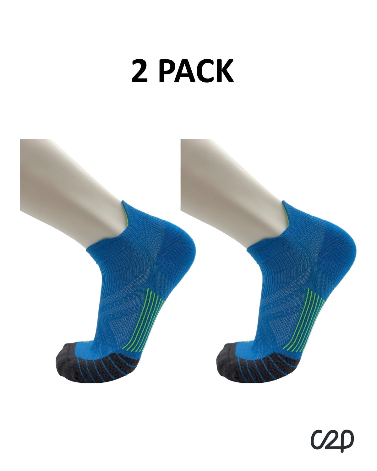 Blue cushioned sports ankle socks – 2-pack