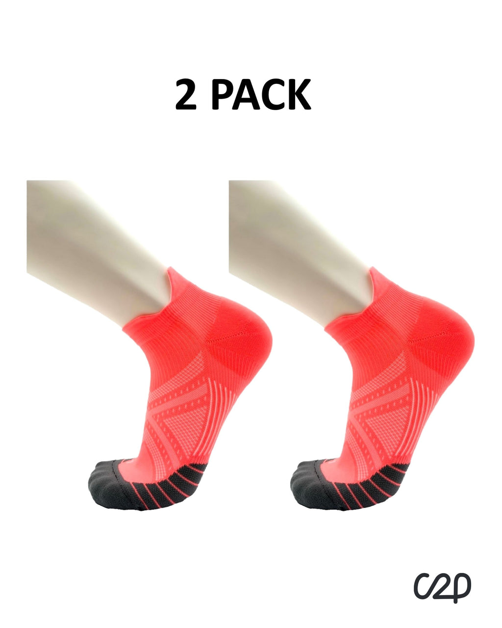 Orange cushioned sports ankle socks – 2-pack