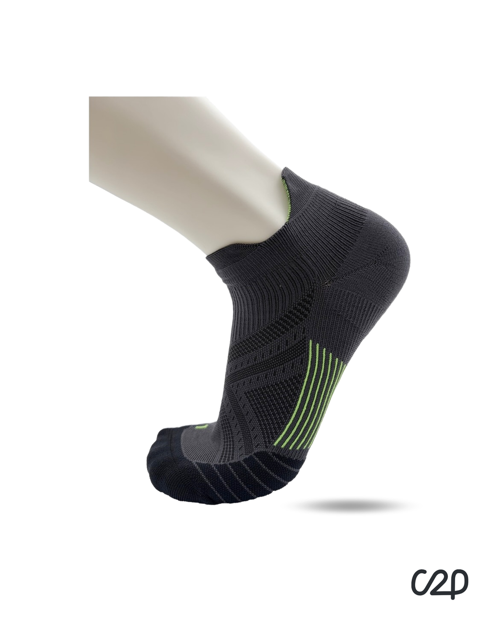 Black cushioned sports ankle socks – side view