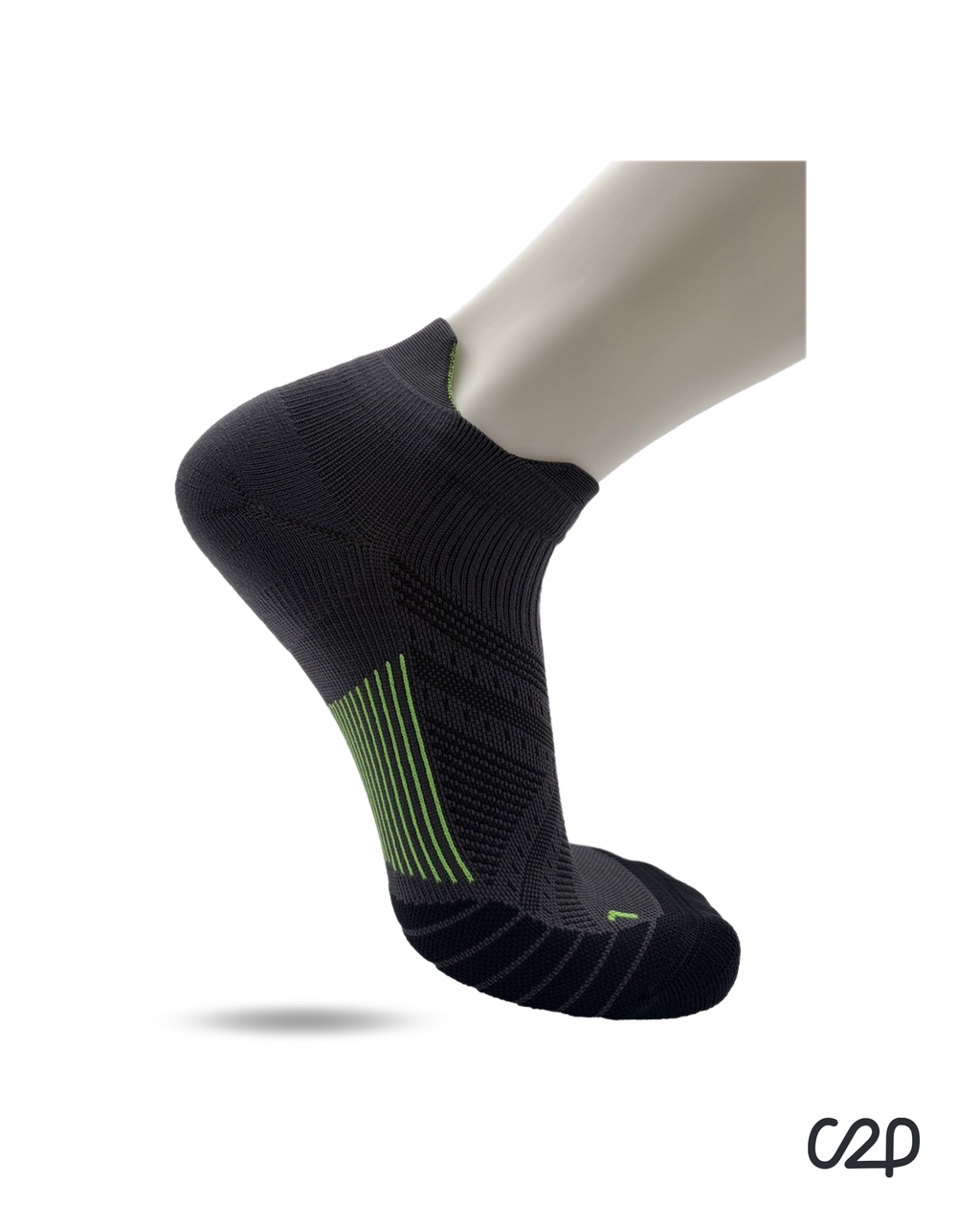 Black cushioned sports ankle socks – side view