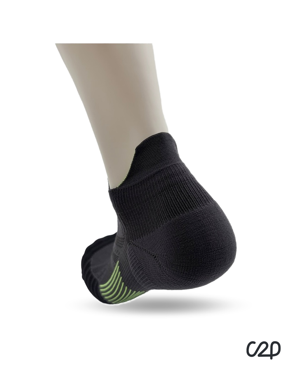 Black cushioned sports ankle socks – heel view