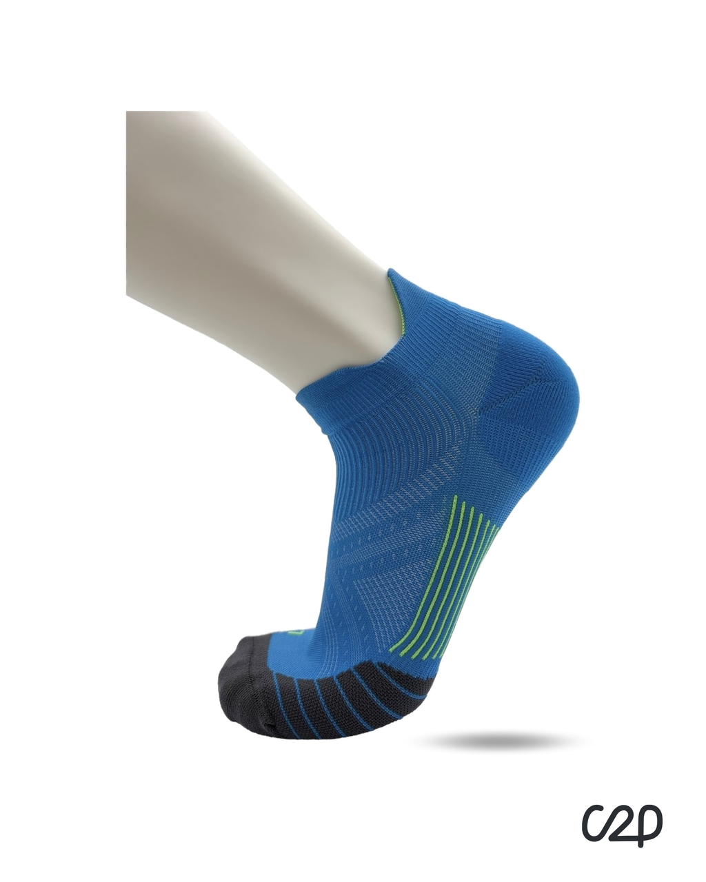 Blue cushioned sports ankle socks – side view