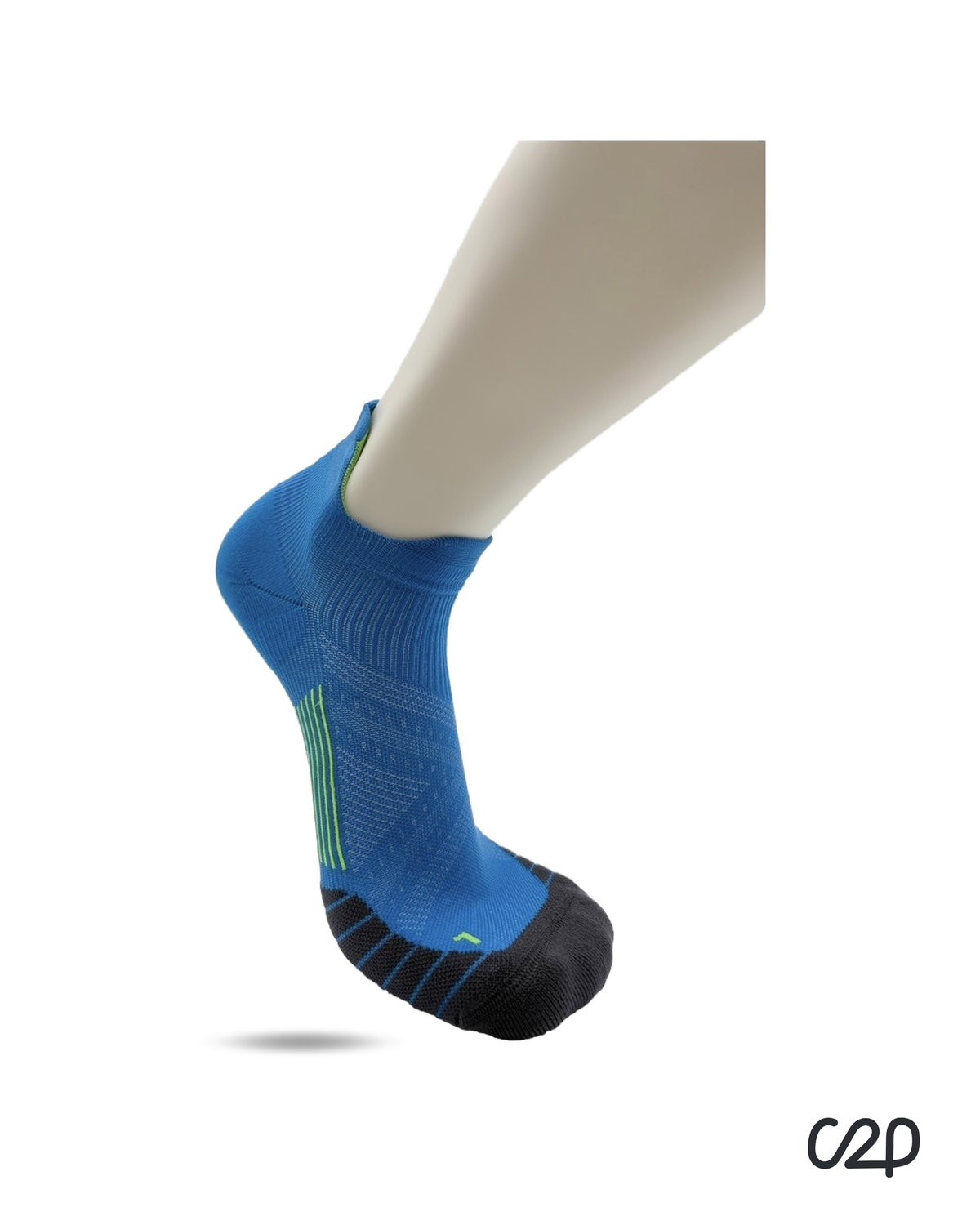 Blue cushioned sports ankle socks – side view
