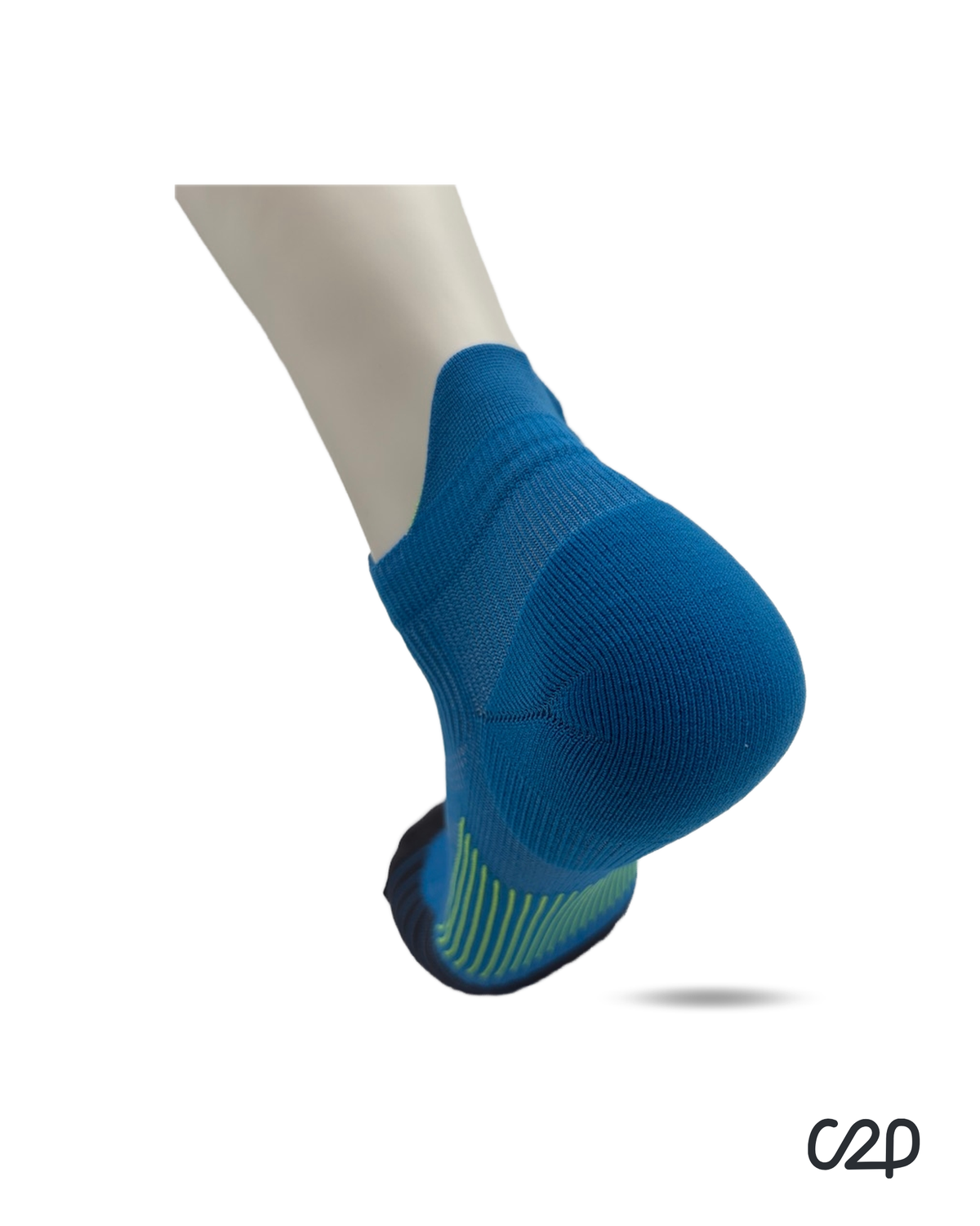 Blue cushioned sports ankle socks – heel view