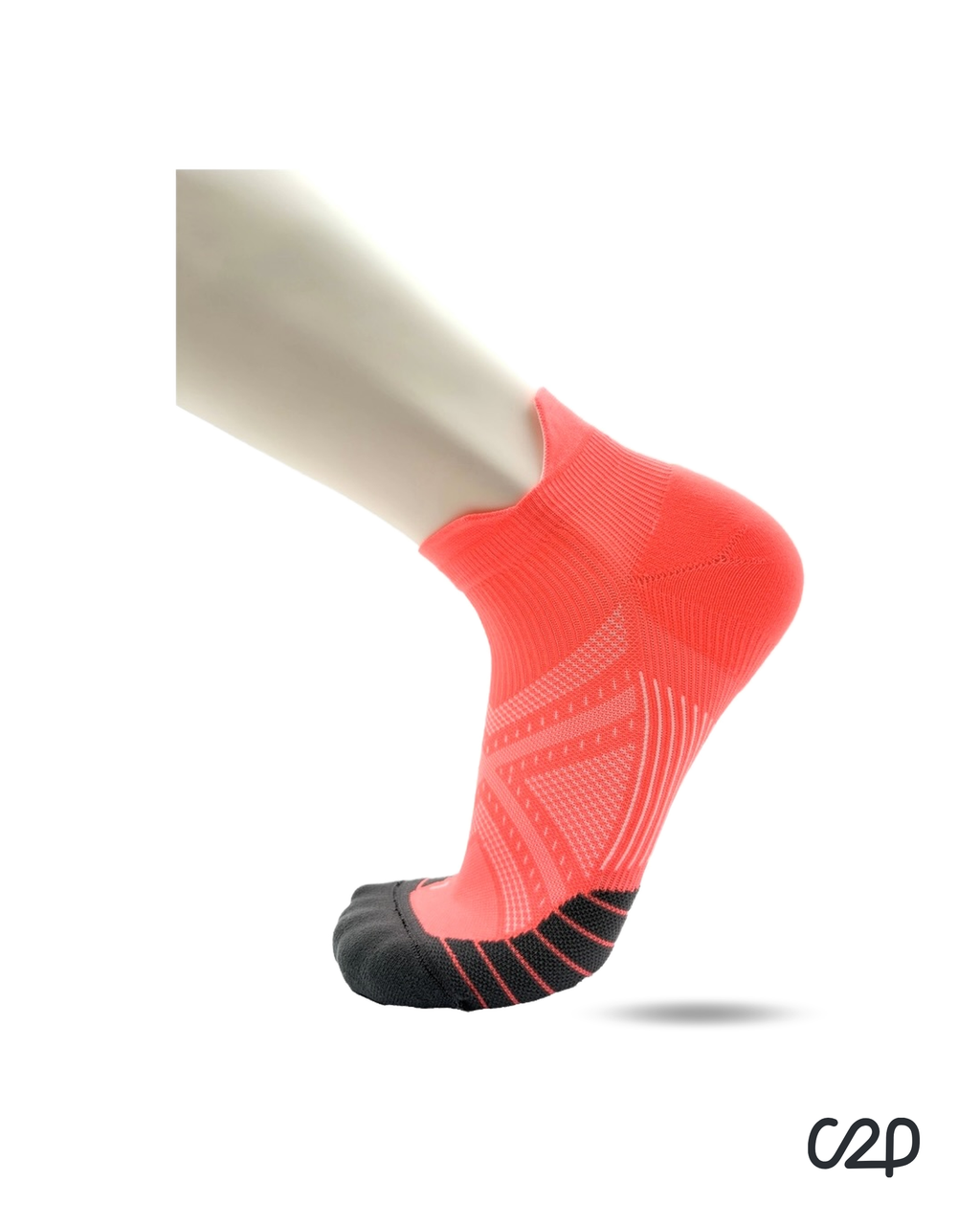 Orange cushioned sports ankle socks – side view