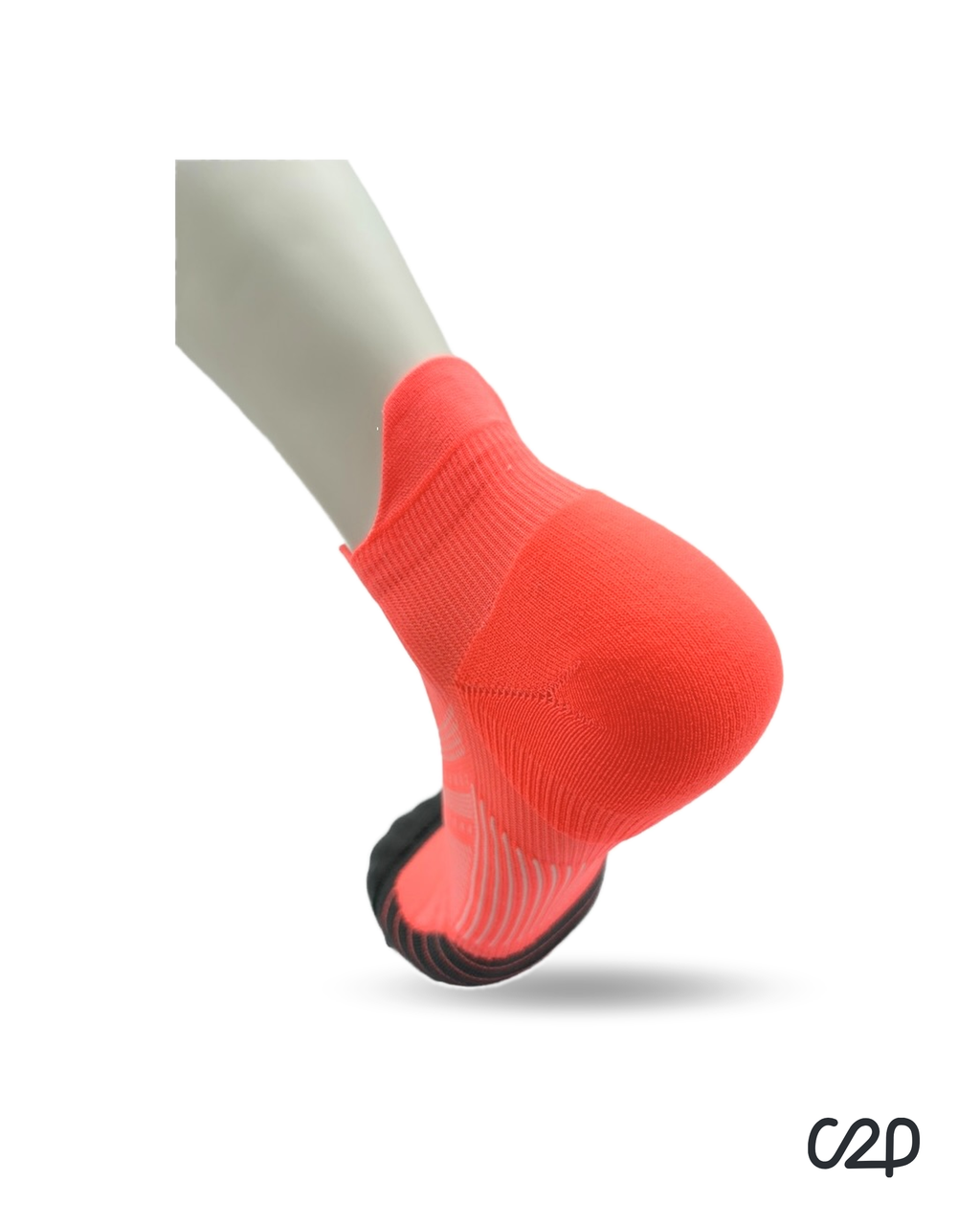Orange cushioned sports ankle socks – side view