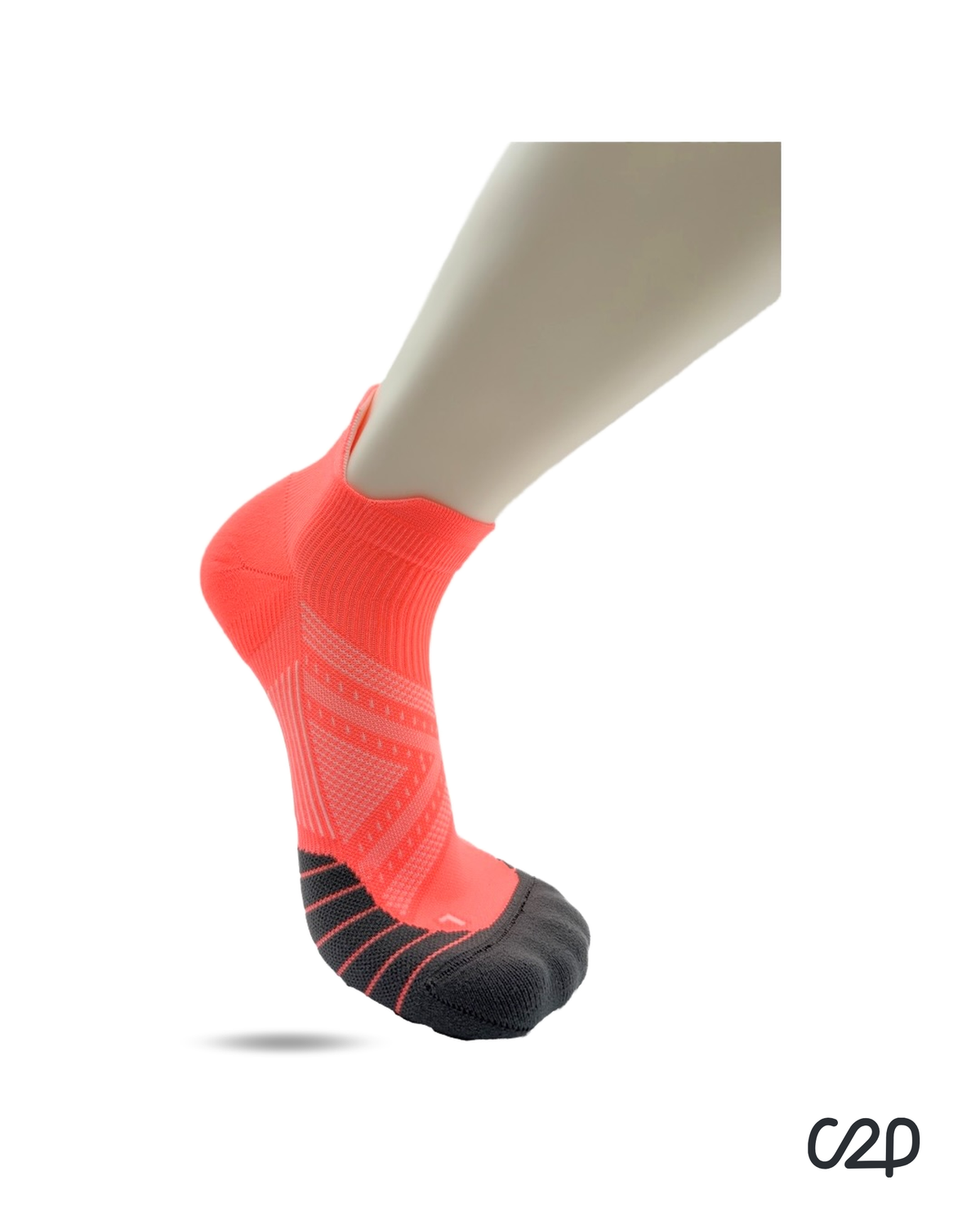 Orange cushioned sports ankle socks – heel view