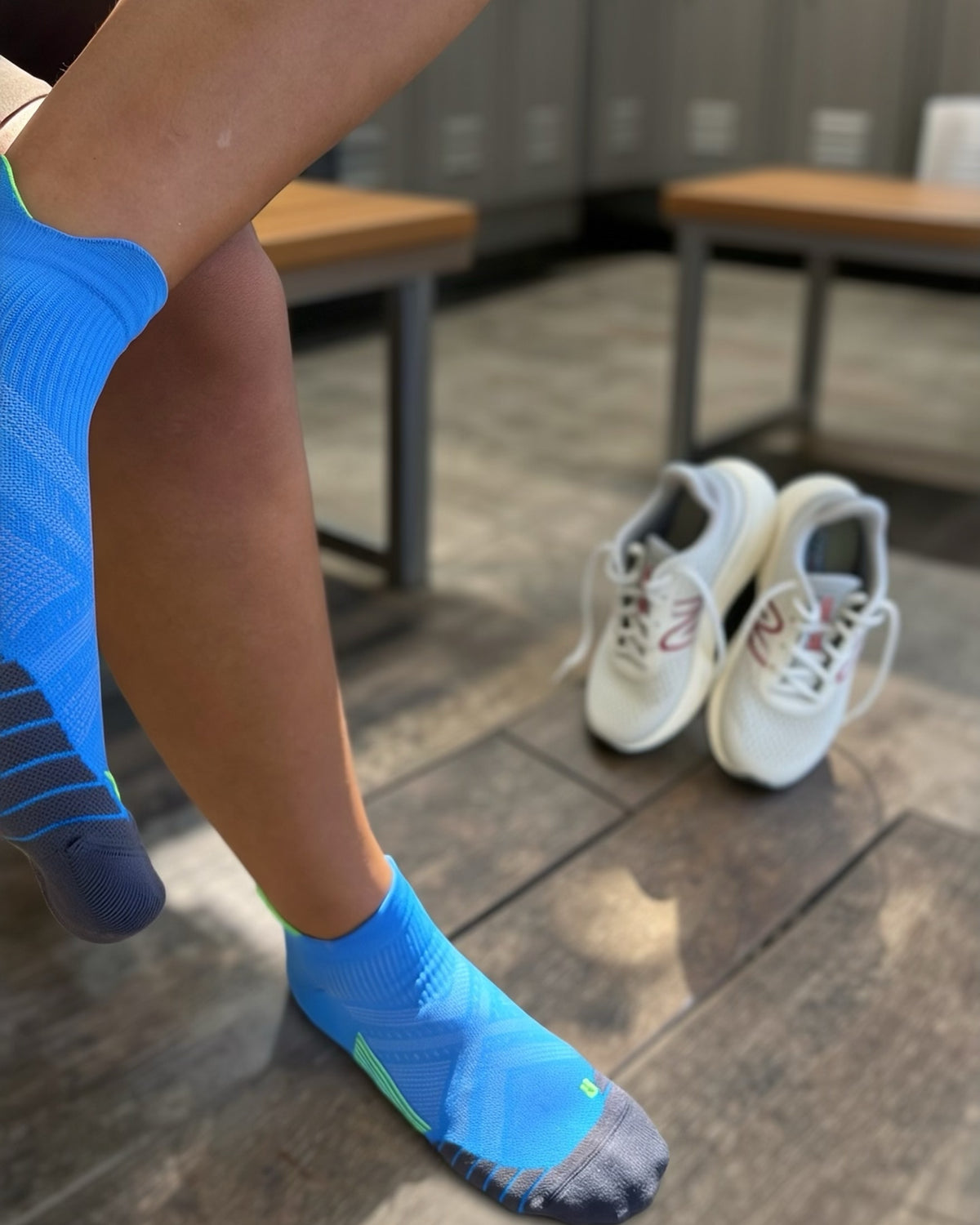 Blue cushioned sports ankle socks