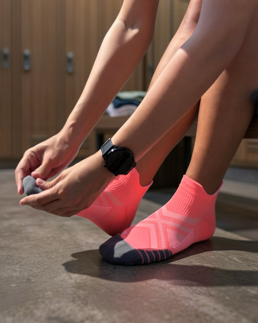 Pink cushioned sports ankle socks