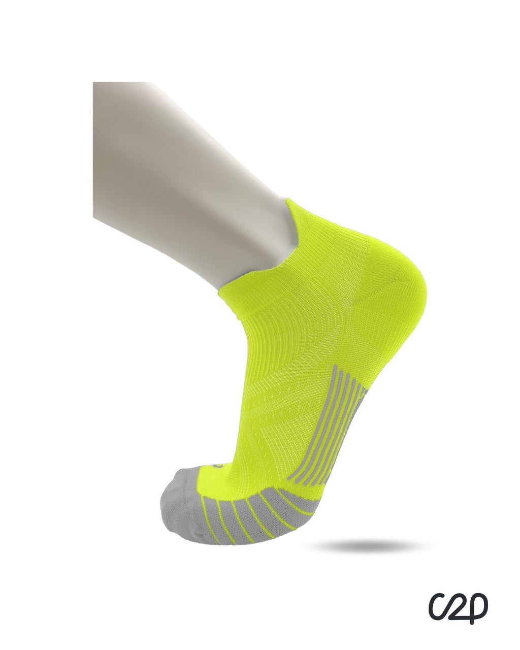 Yellow cushioned sports ankle socks – side view