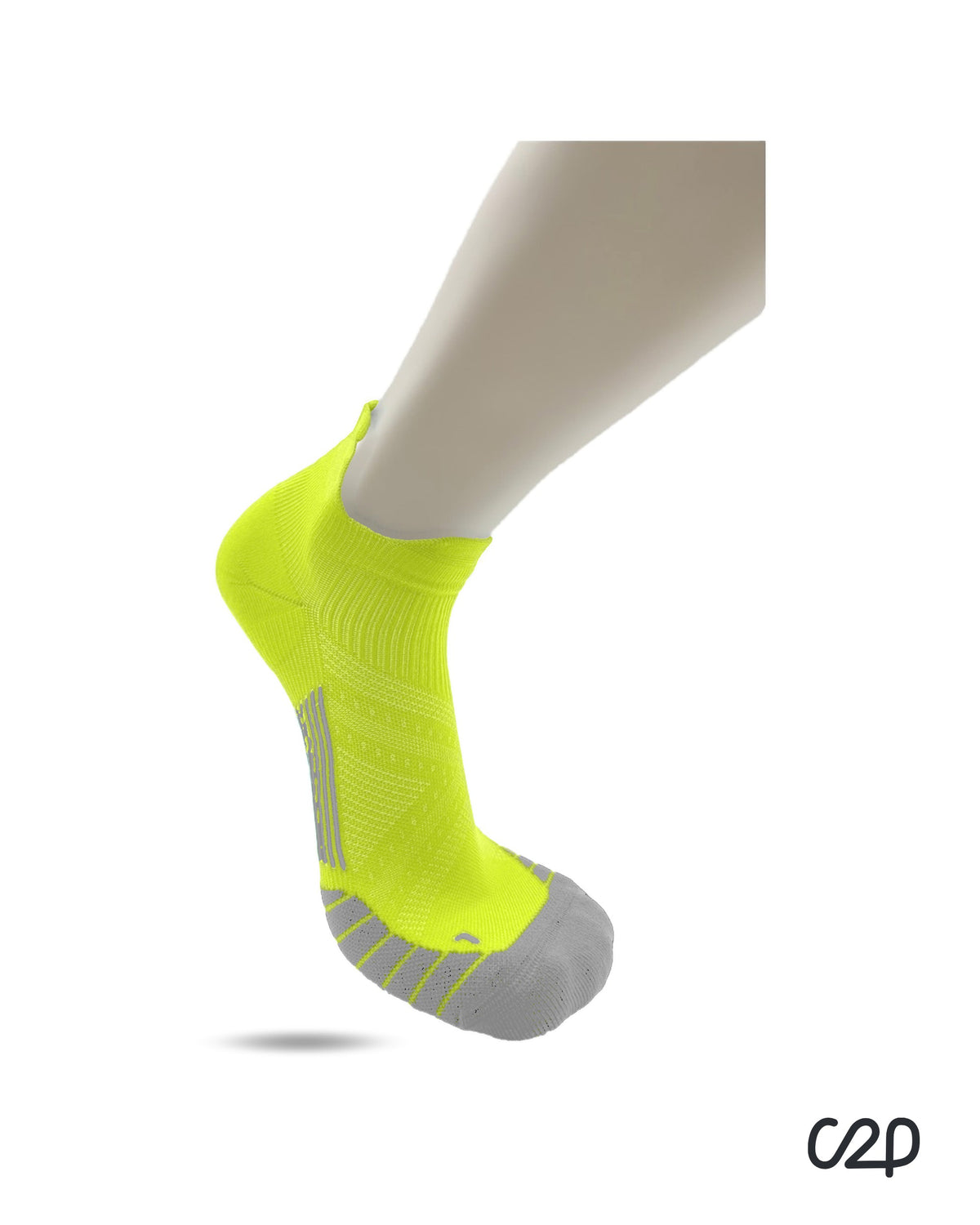 Yellow cushioned sports ankle socks – side view