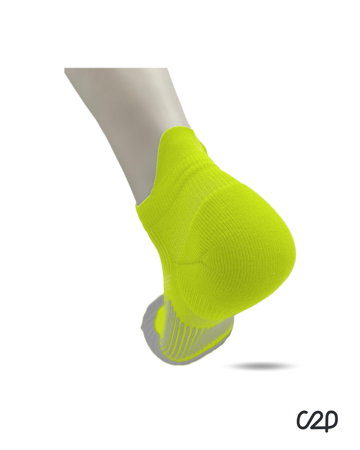 Yellow cushioned sports ankle socks – heel view