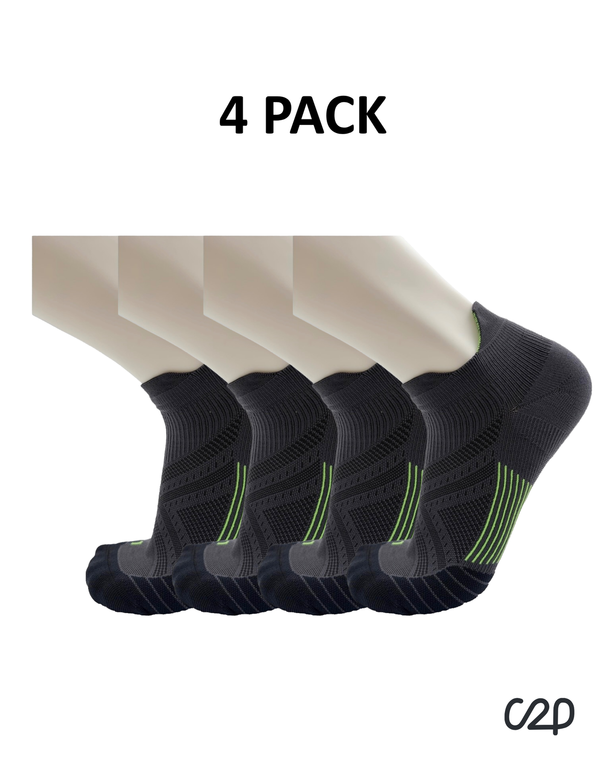 Black cushioned sports ankle socks – 4-pack