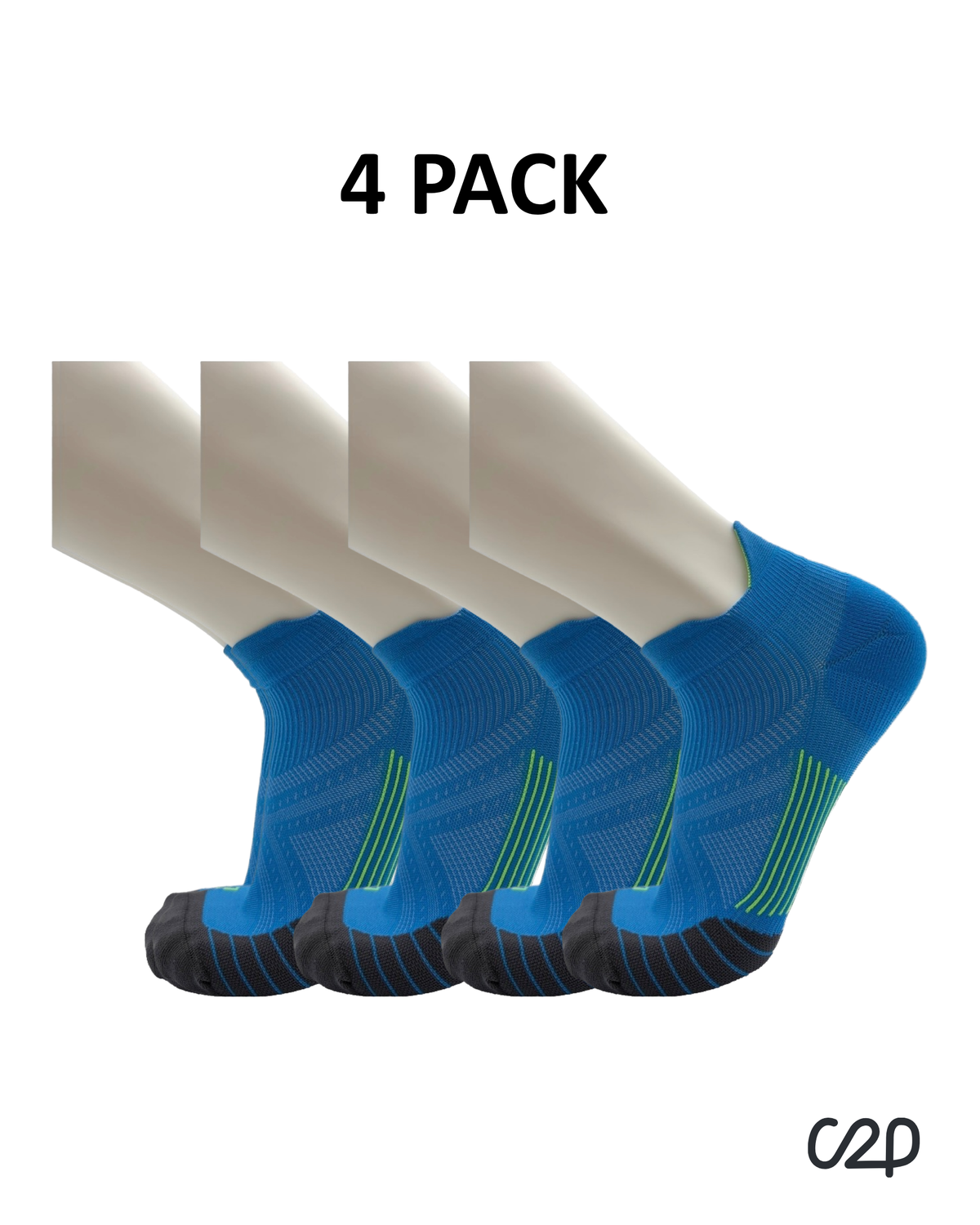 Blue cushioned sports ankle socks – 4-pack