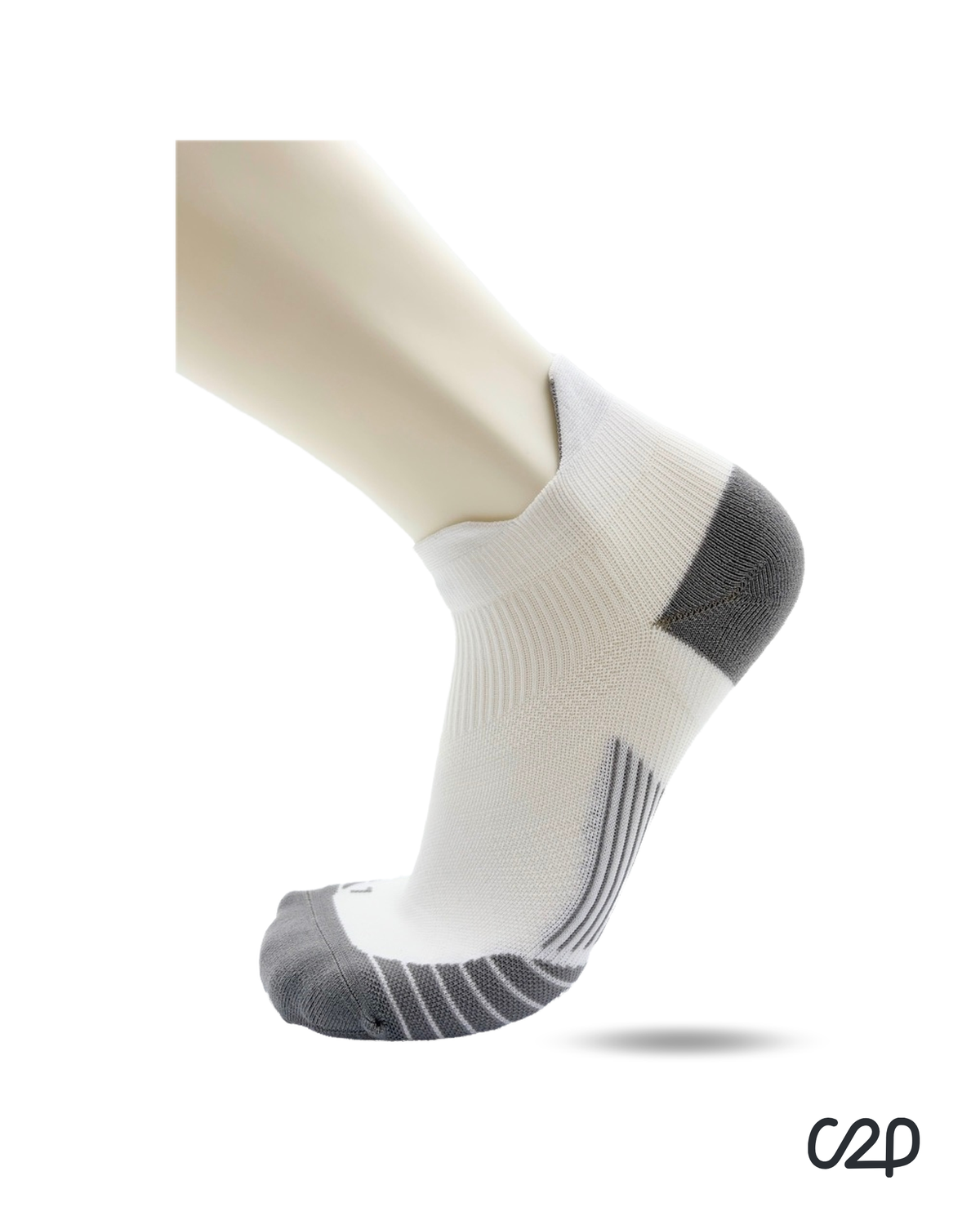 White cushioned sports ankle socks – side view