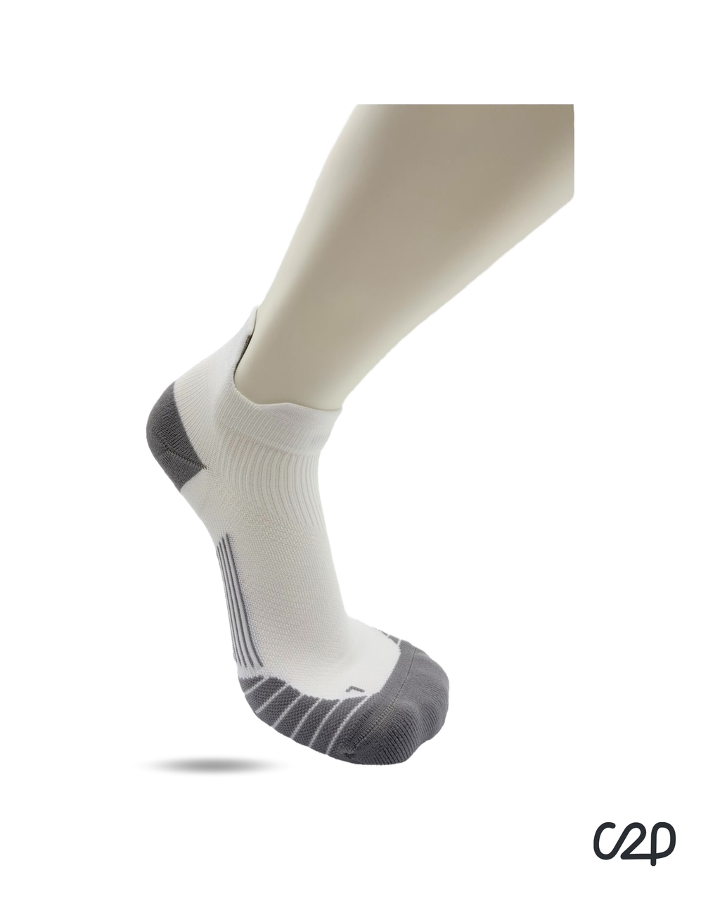 White cushioned sports ankle socks – side view