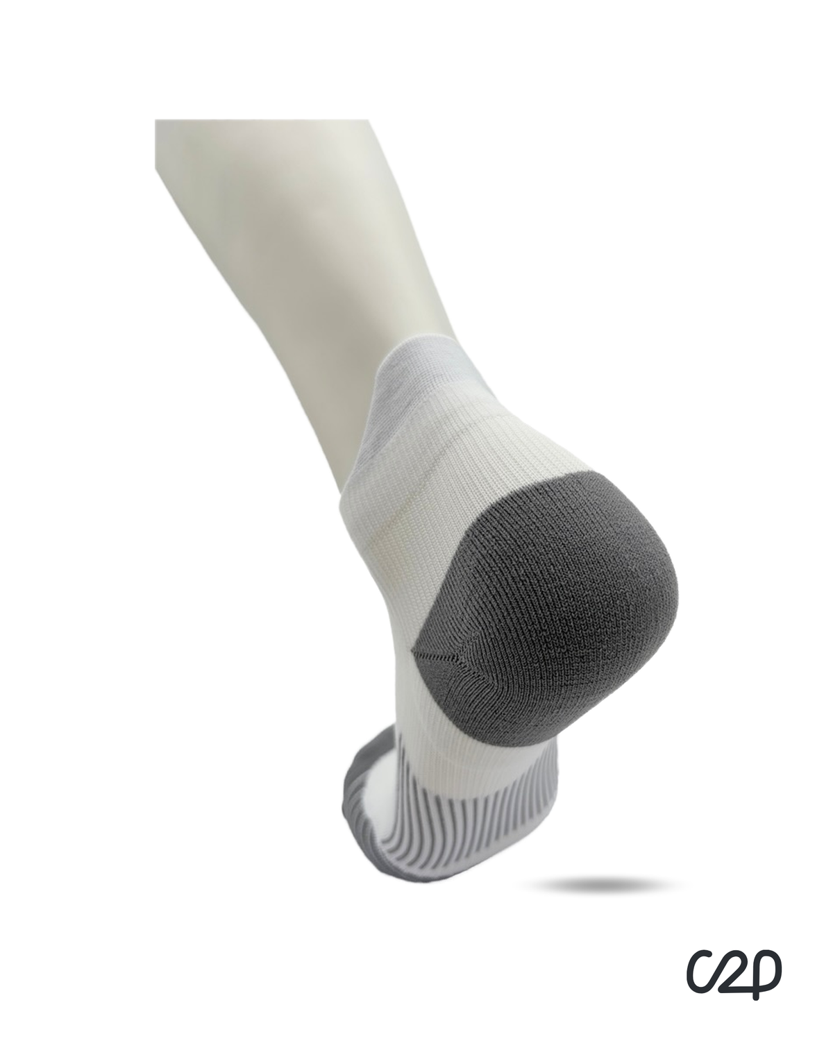 White cushioned sports ankle socks – heel view