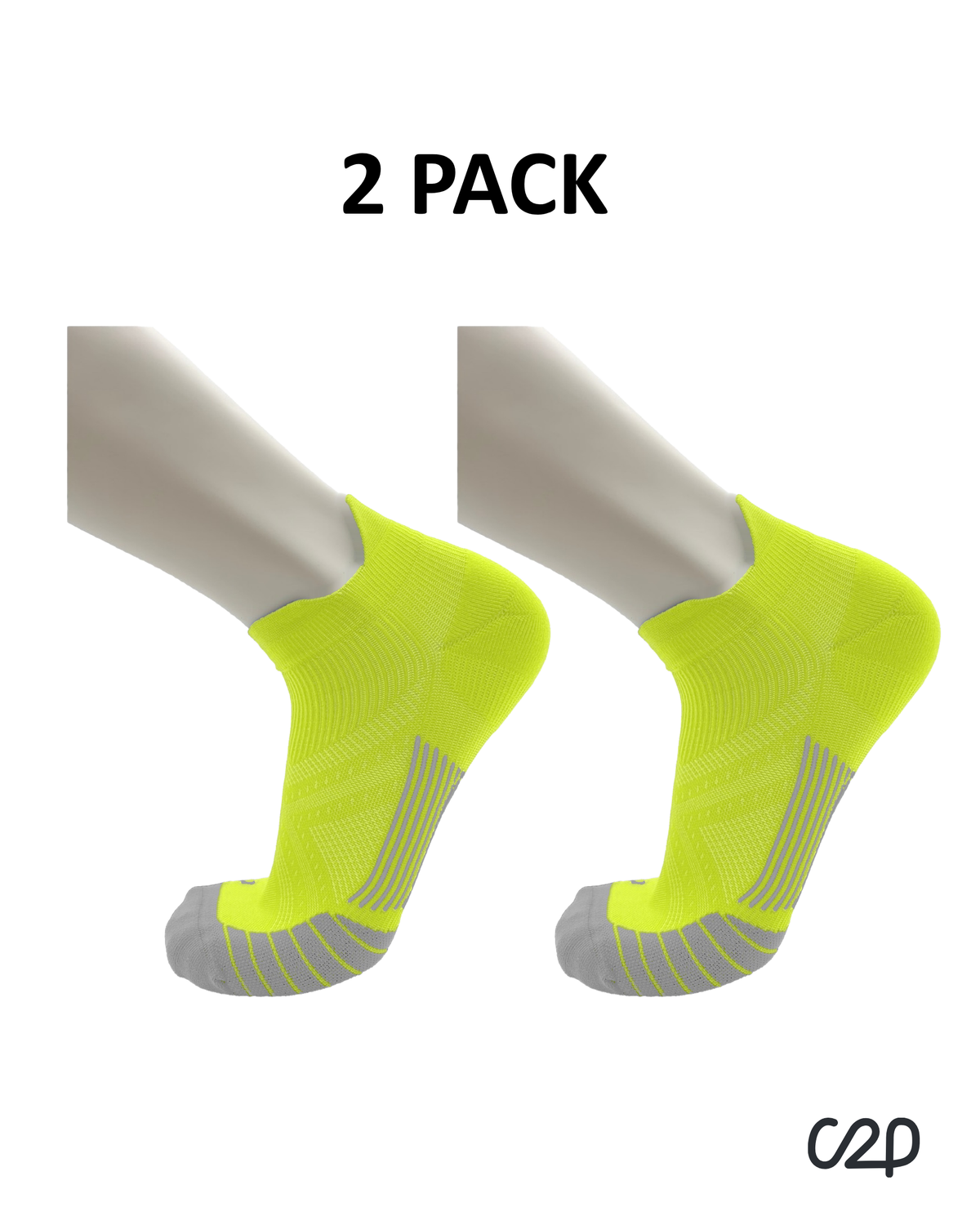 Yellow cushioned sports ankle socks – 2-pack