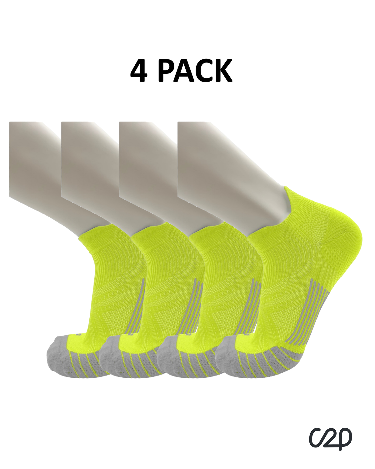 Yellow cushioned sports ankle socks – 4-pack