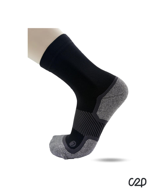 Black bamboo crew compression socks – side view