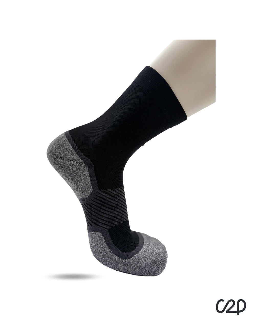 Black bamboo crew compression socks – side view