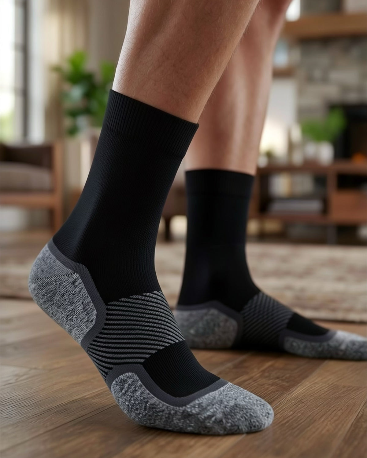 Black bamboo crew compression socks