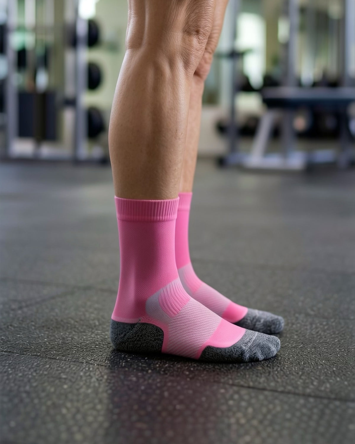 Pink bamboo crew compression socks