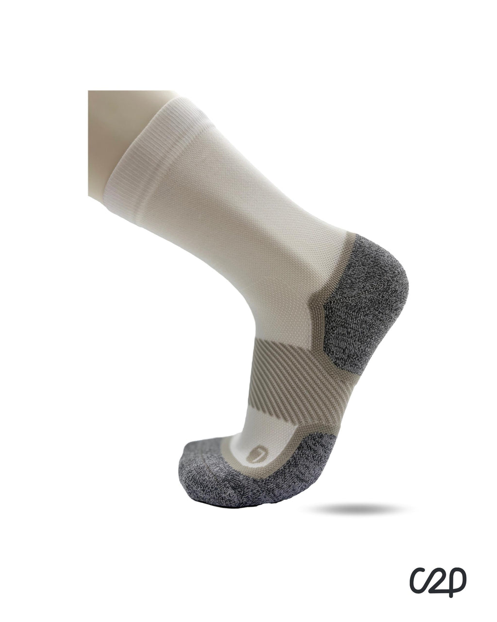 White bamboo crew compression socks – side view