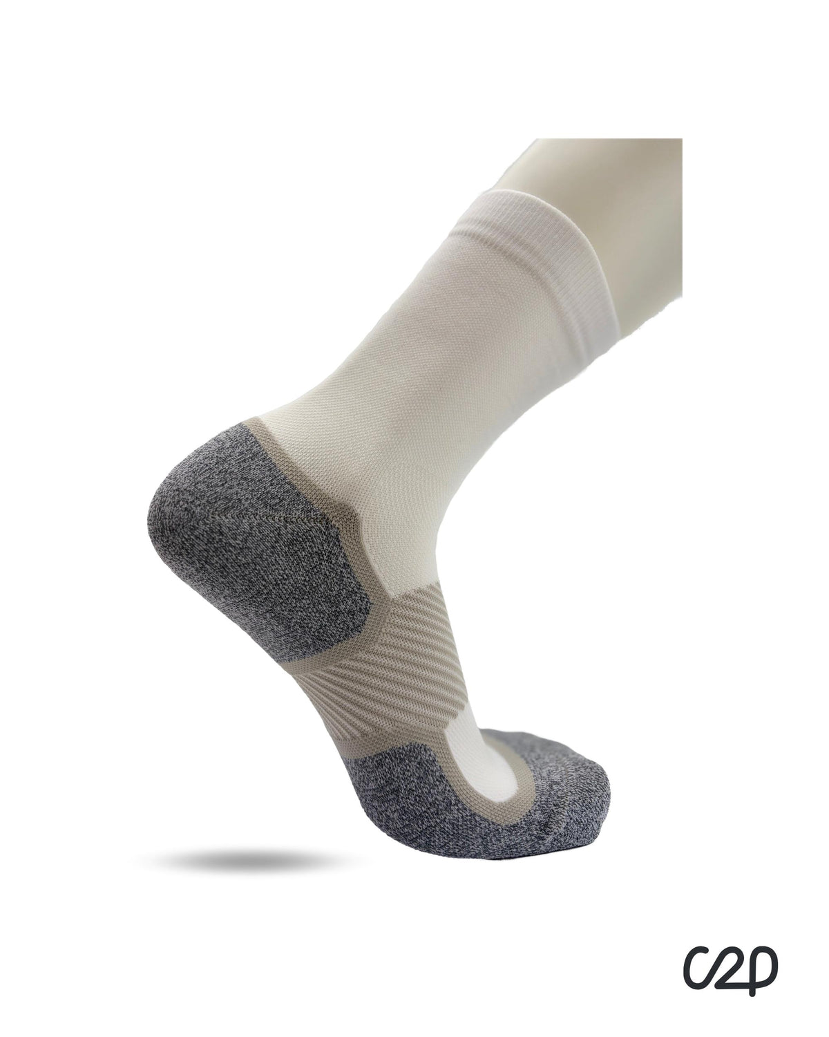 White bamboo crew compression socks – side view