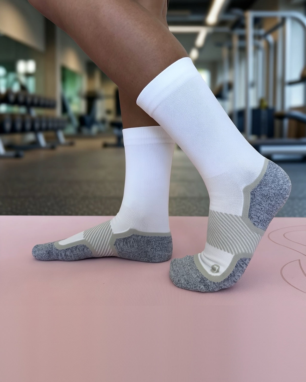 White bamboo crew compression socks