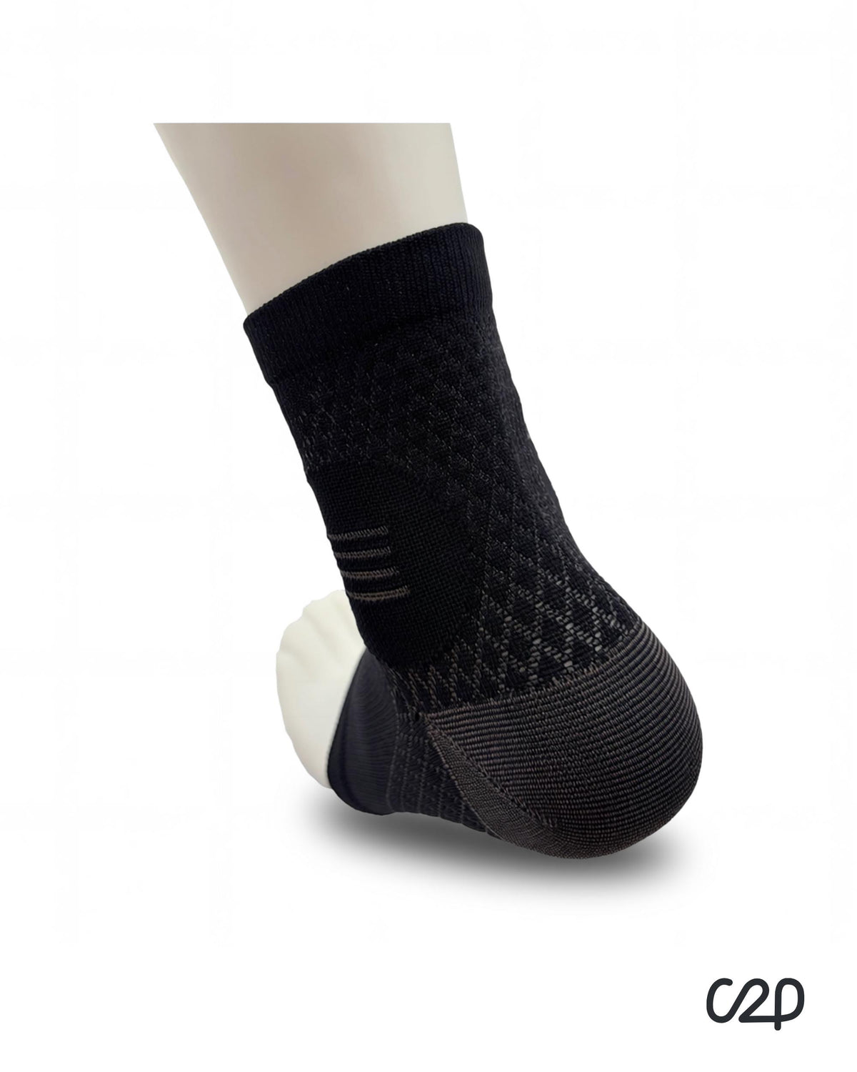 Black ankle compression sleeve – heel view