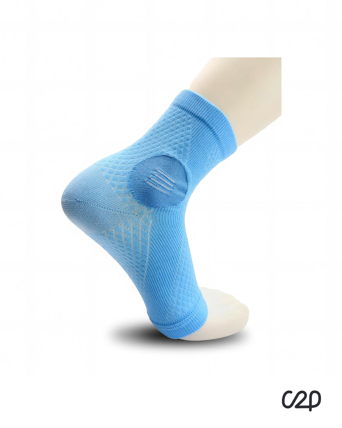 Blue ankle compression sleeve – side view