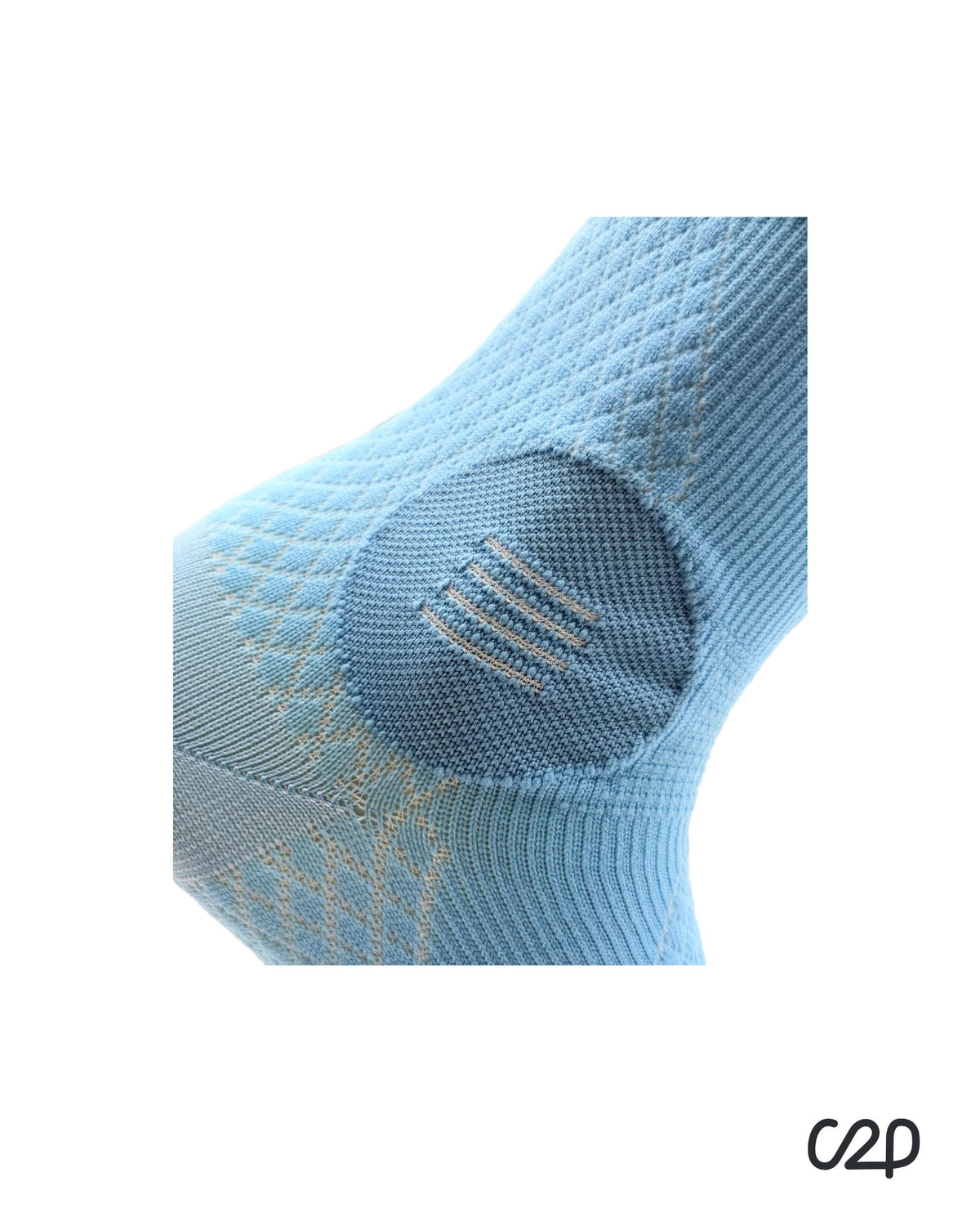 Blue ankle compression sleeve – close-up