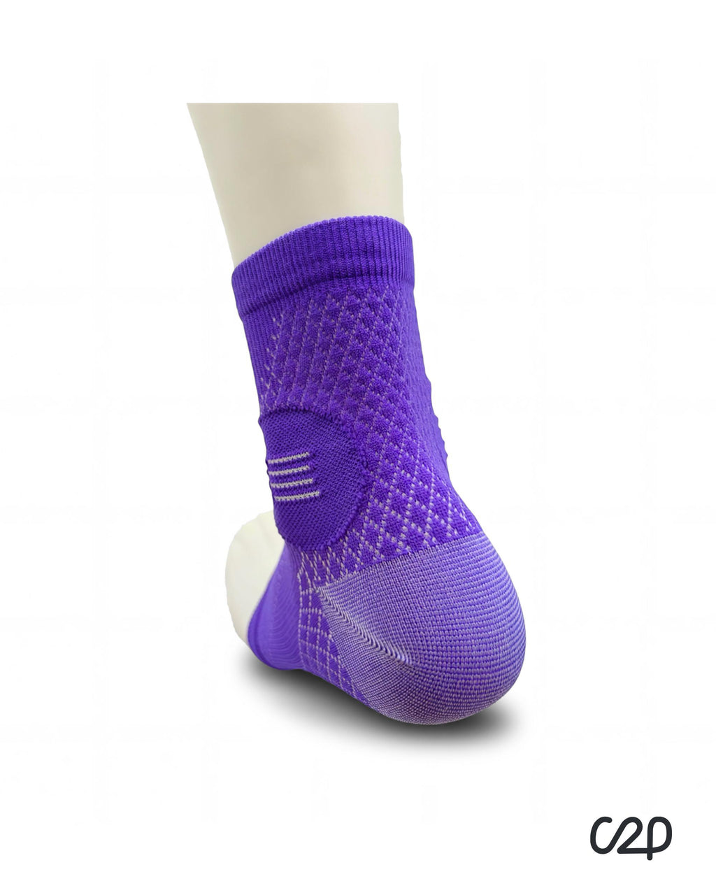 Purple ankle compression sleeve – heel view