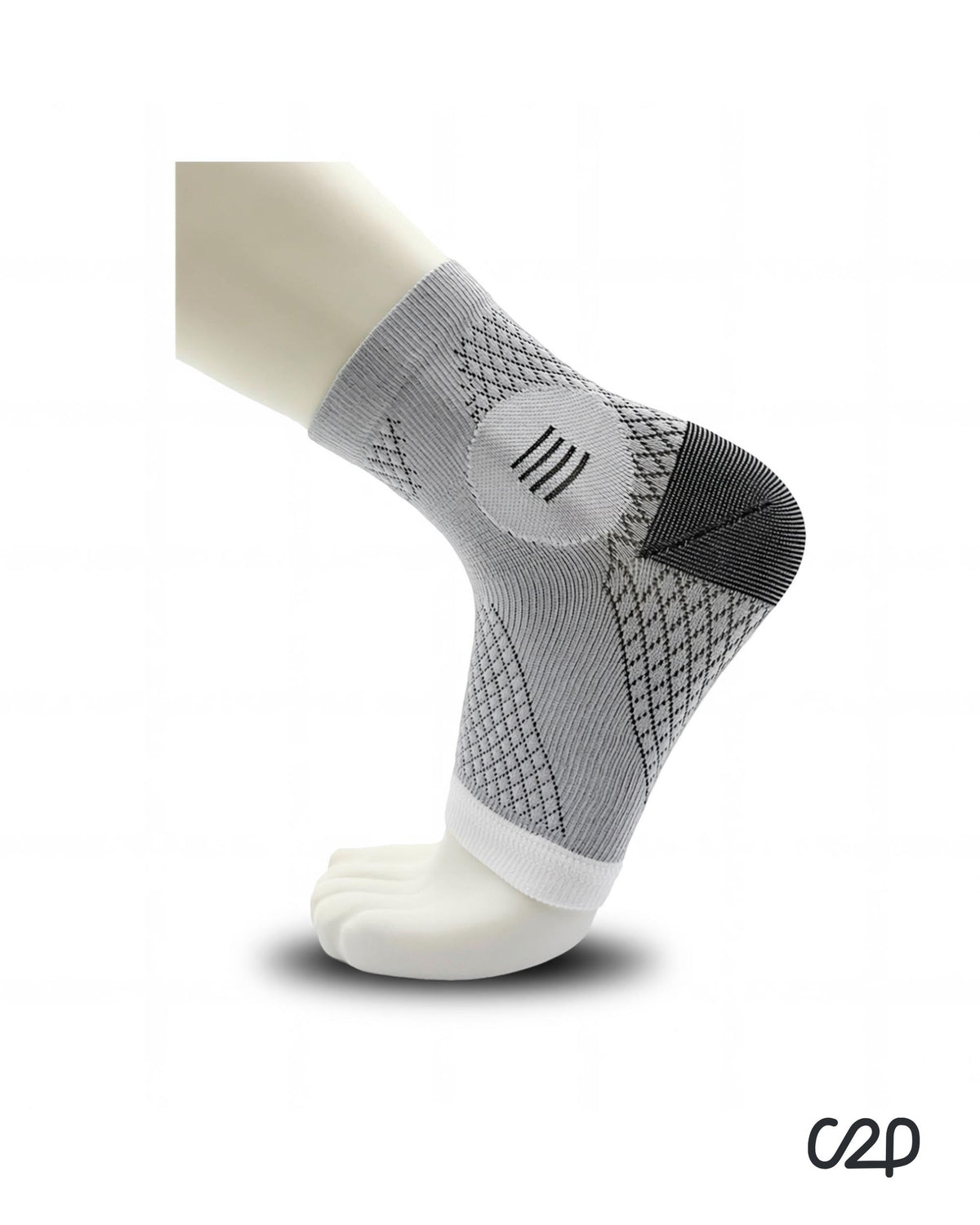 White ankle compression sleeve – side view