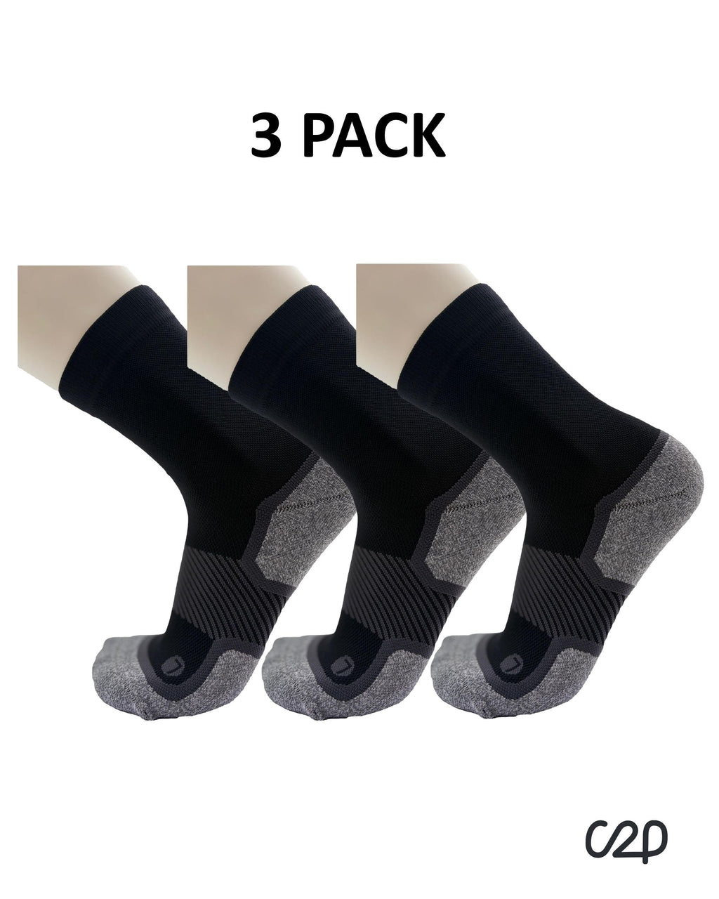 Black bamboo crew compression socks – 3-pack